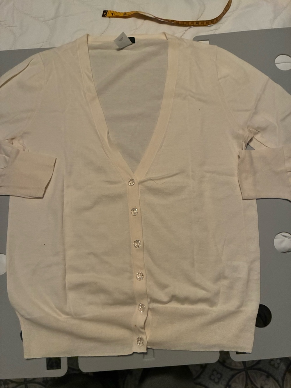 J. Crew Featherweight Cotton Bling-Button Cardigan